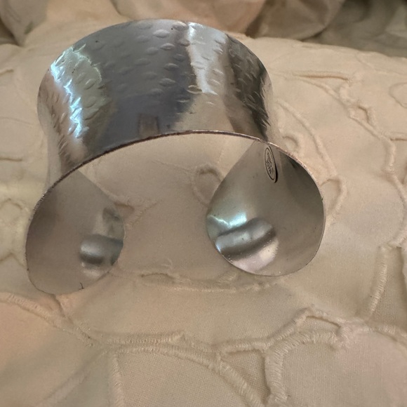 Hammered Silver Cuff Bracelet - Picture 2 of 8